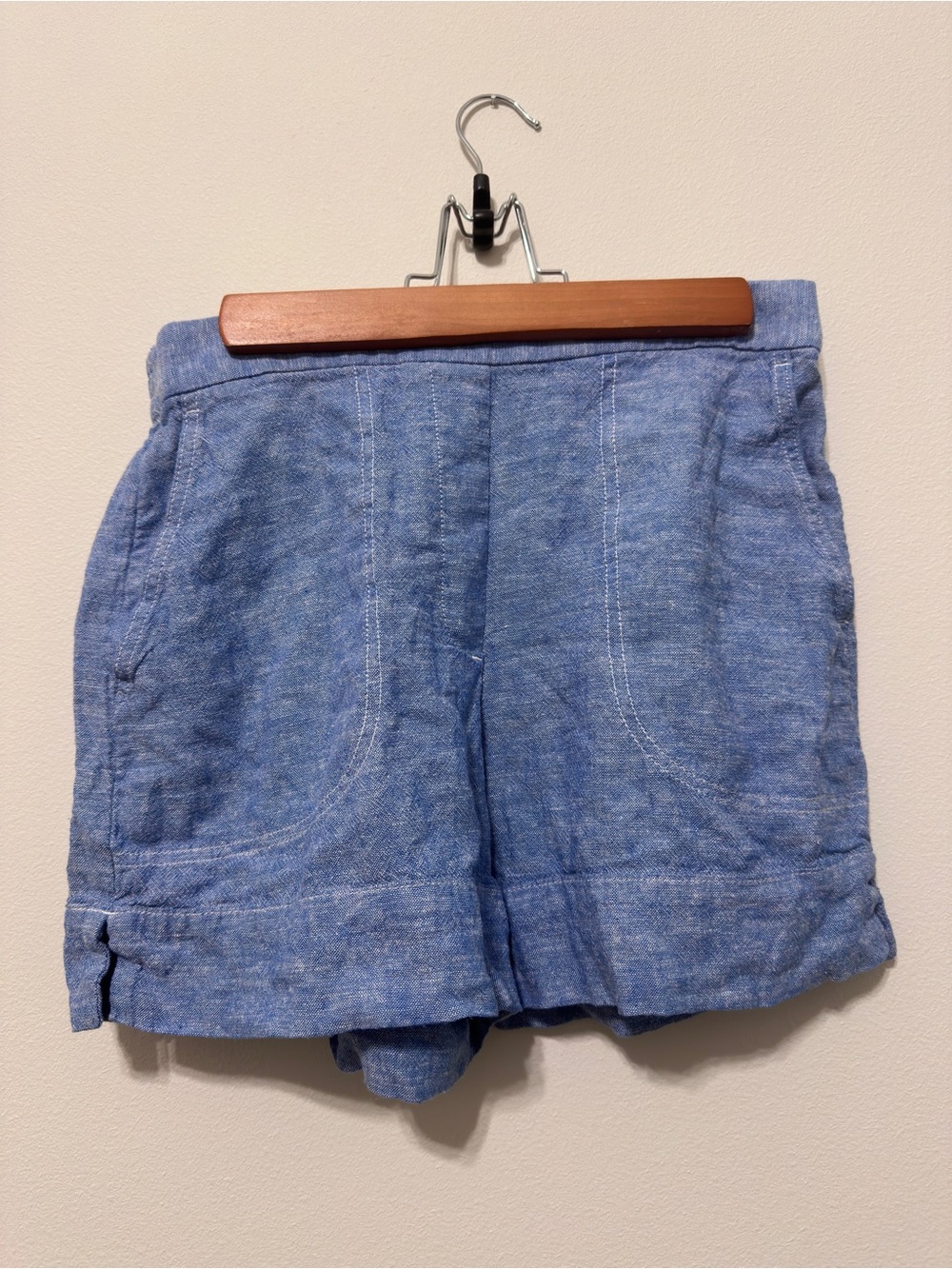 Banana republic / high-rise linen-blend material blue shorts - small